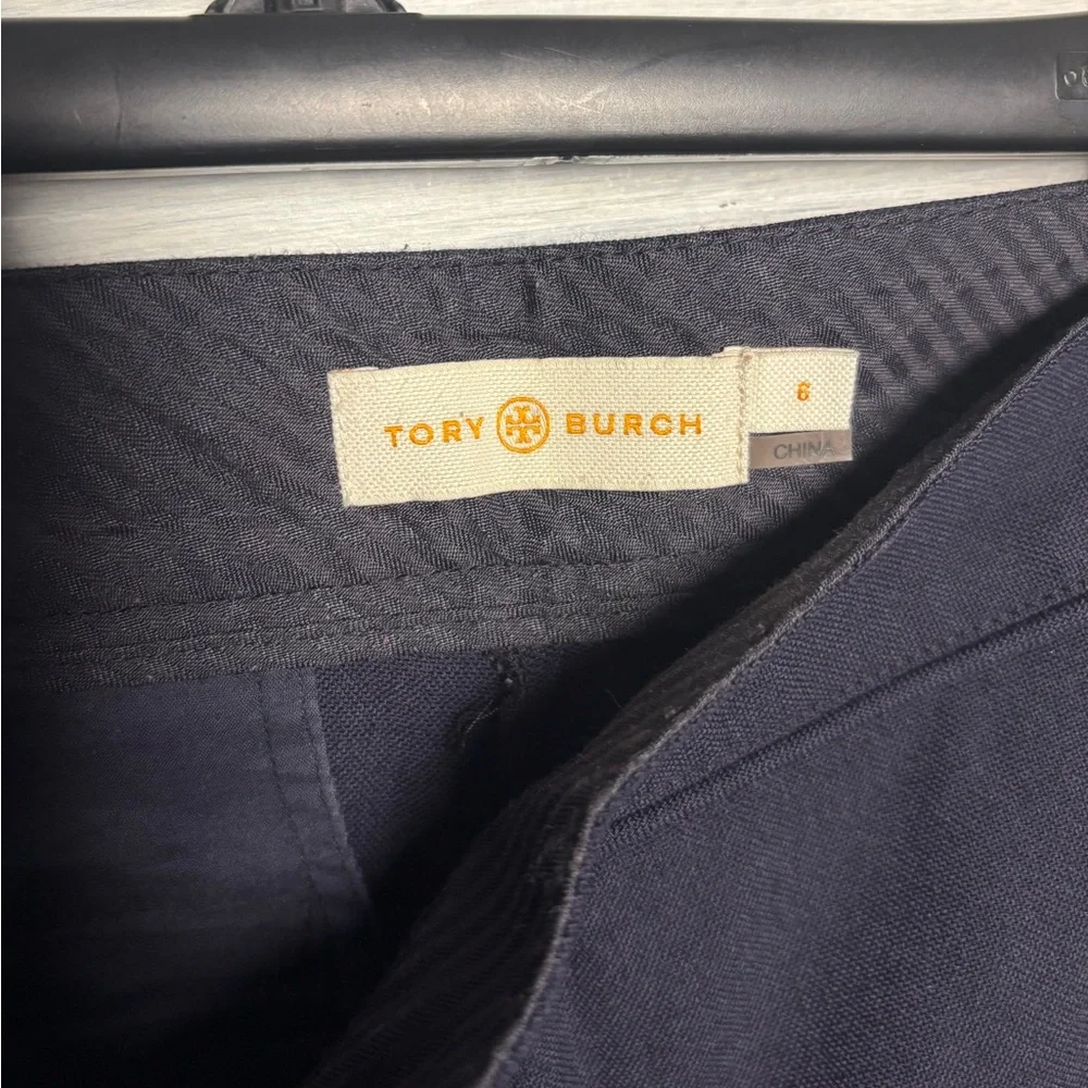 Tory Burch Navy Vania Wool Side Zip Slim Dress Pants Office Quiet Luxury Classic